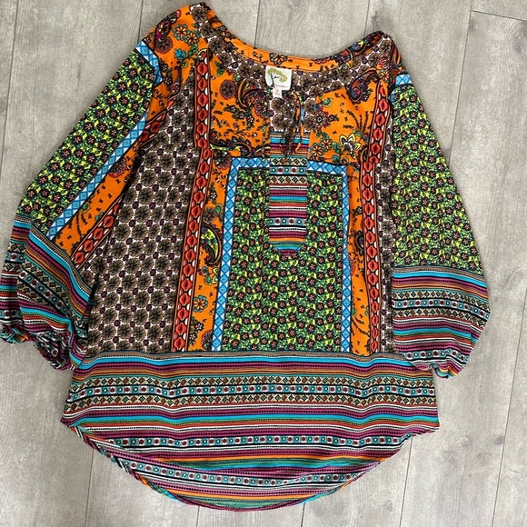 Fig and Flower Anthropologie Mixed Media Tunic Blouse women’s large - Picture 14 of 16